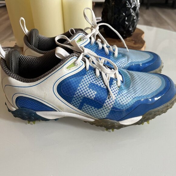 Footjoy FJ Golf Shoes Mens 8 W White Blue Freestyle Cleats Sneakers - Picture 7 of 7